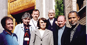 Paul McKenna(left) of the Scarboro Missions Interfaith Desk with Muslim and Catholic scholars and specialists at an international conference on Muslim-Christian relations. Rome 2003